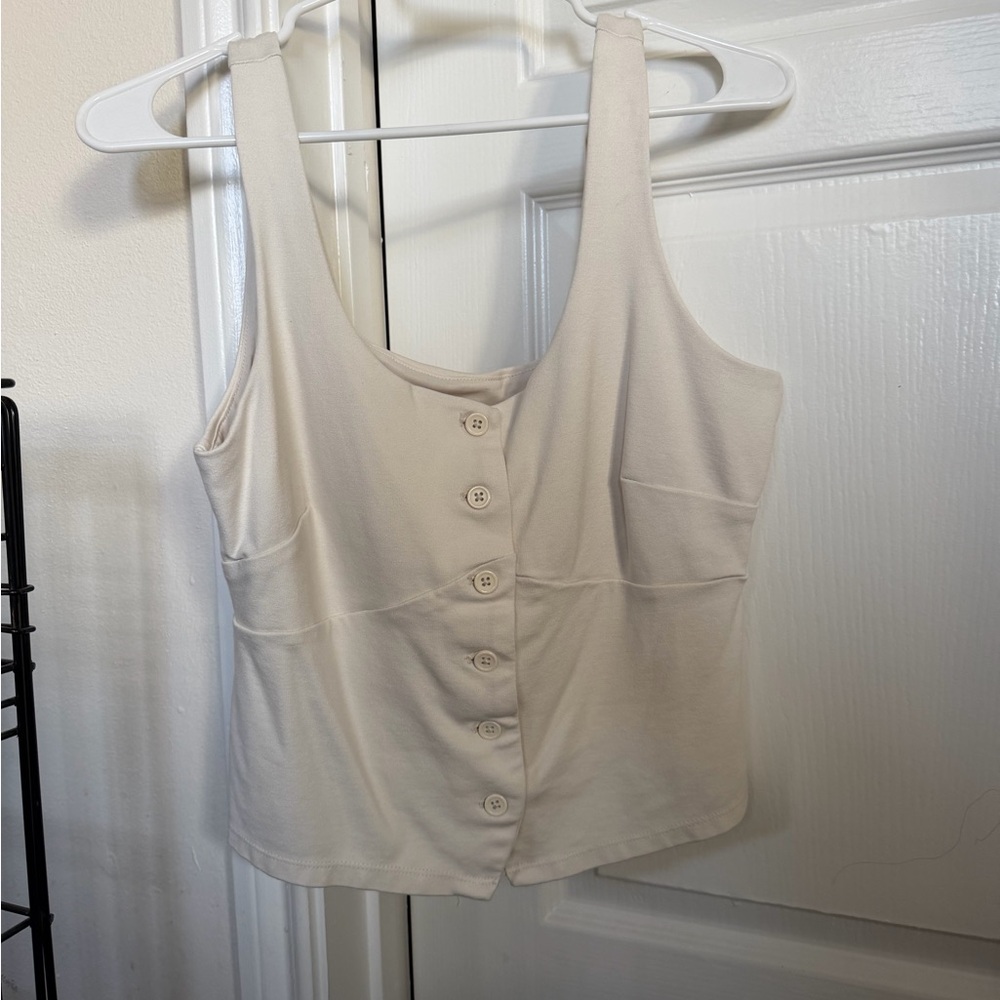 a new day Cream Button-Front Tank Camisole